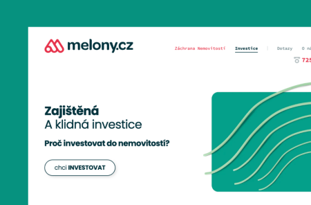 Melony - Webová prezentace s minimalistickým vzhledem a investiční kalkulačkou.